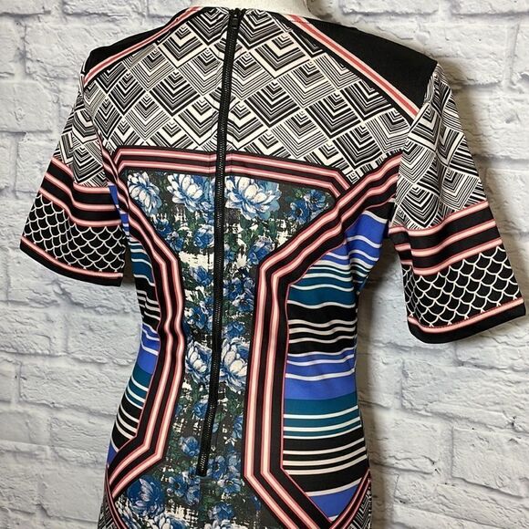 Jealous Tomato Mixed Print Short Sleeve Bodycon Dress Size Medium - Picture 8 of 12